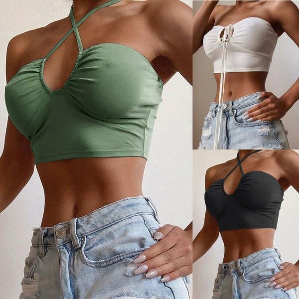 

women's tanks & camis fashion summer women tank ladies crop cami vest bralet camisole plain mini strappy sleeveless, White