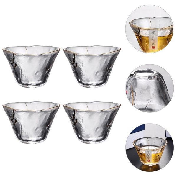 

cups & saucers 4pcs delicate japanese-style sake glass tea drinks water