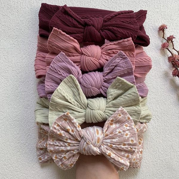 

5pcs set baby girl headbands cable knit headband kids not hair bands elastic turban newborn p accessories head wrap, Slivery;white