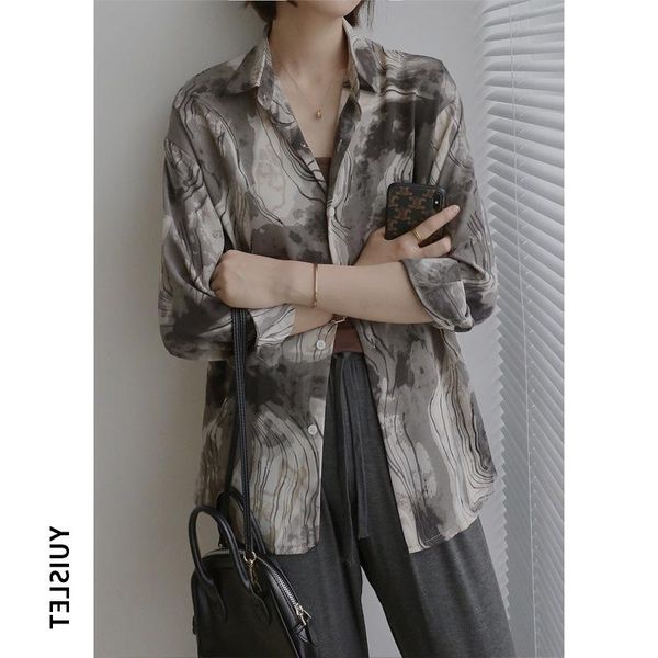 

women's blouses & shirts style tie dye loose neutral thin shirt coat summer bf long sleeve sunscreen clothes korean version top, White