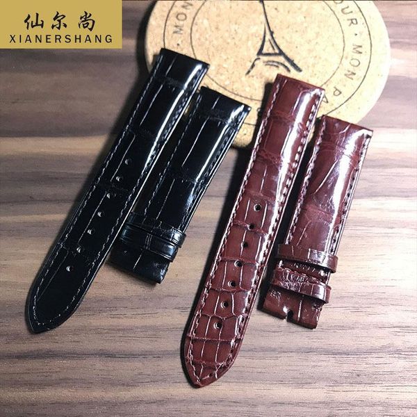 

watch bands universal crocodile skin strap genuine leather belt custom luxury band 19mm 20mm 21mm 22mm handmade alligator watchbands, Black;brown