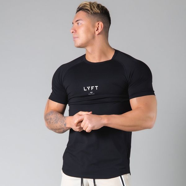 

2021 new cotton tight t gym sport short sleeve running shirt men workout training tees fitness large size m-xxxl 4h4n, White;black