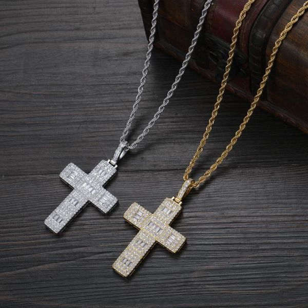 

pendant necklaces cross arrival hip hop micro pave 2 colors bling iced out brass with cz women necklace jewelry cn390, Silver