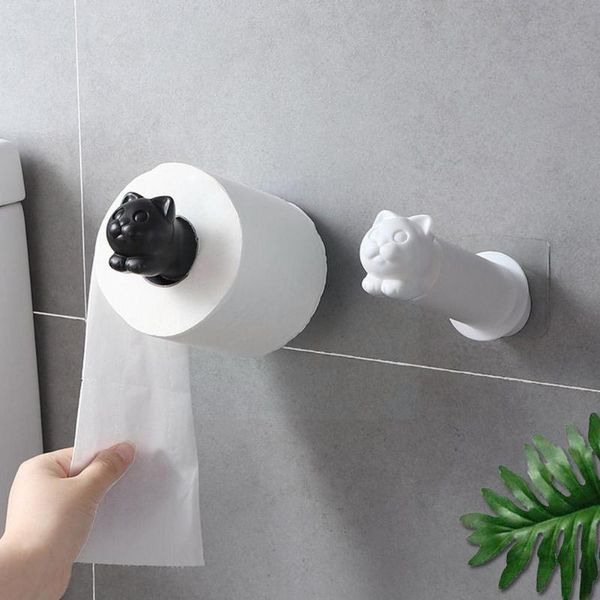 

toilet paper holders tissue roll holder cat kitchen adhesive hanger creative towel bathroom mount rack wall r5h7