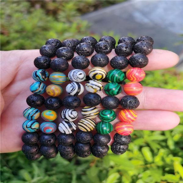 

charm bracelets men natural healing energy tiger eye bracelet polished 8 mm lapis lazuli beads bangle elastic pulsera women jewelry, Golden;silver