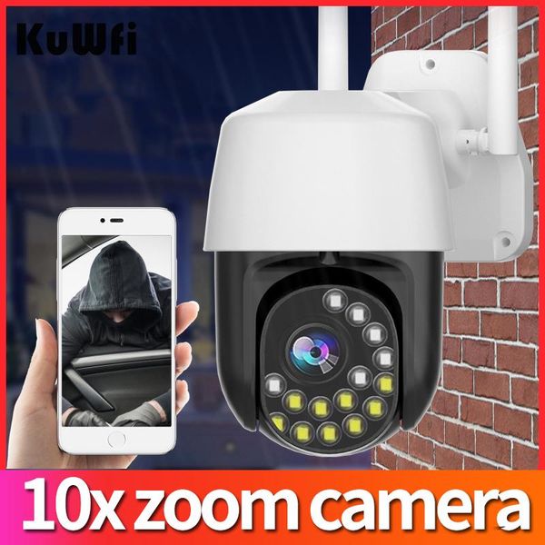 

cameras kuwfi 10x zoom 1080p ptz wifi ip camera spotlight color night outdoor speed dome ai human detect wireless security cctv