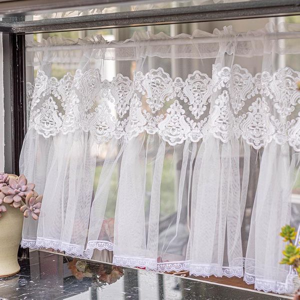 

curtain & drapes french luxury embroidery floral lace short tulle for kitchen door fashion curtains living room window decor