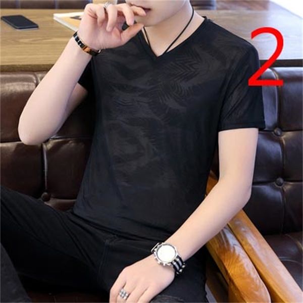 

2021 t-shirt cotton thin summer trend new slim casual f 22o2, White;black