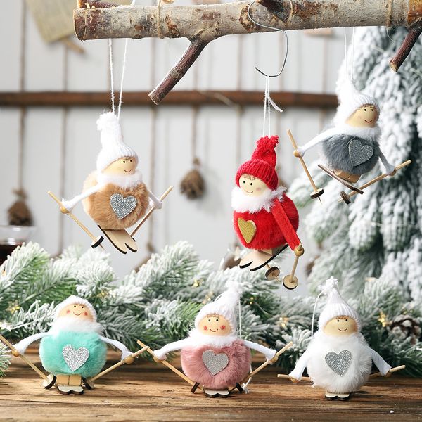 

christmas decoration new plush ball doll pendant ski snowman small hanging christmas tree pendant pendant wholesale europe and america
