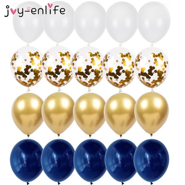 

40pcs navy blue gold silver metallic balloon golden confetti ballon baby shower boy birthday wedding graduation party decoration