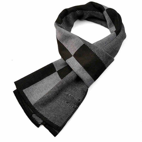

2021 autumn winter long fashion warm plaid men's scarf knitted neck, Blue;gray