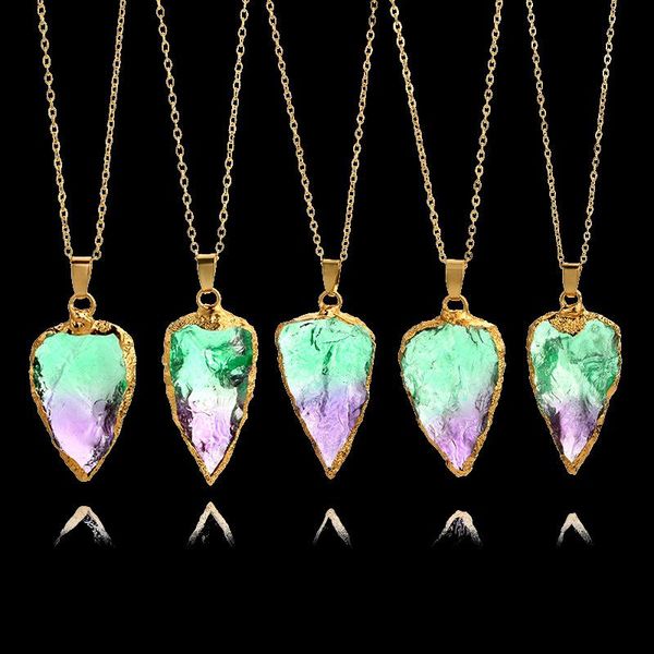 

pendant necklaces fashion natural stone geometric irregular necklace handmade color winding long clothing accessories, Silver