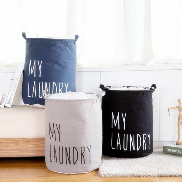 

foldable cotton linen laundry basket kids toy storage organizer buckets large capacity clothes organizer hamper bag laundry bins