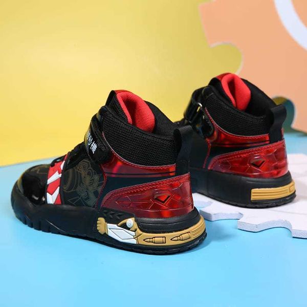 

mwy children's fashion casual shoes four seasons sneakers kids boots breathable leather soft sole trend boys and girls shoes p0830, Black;red