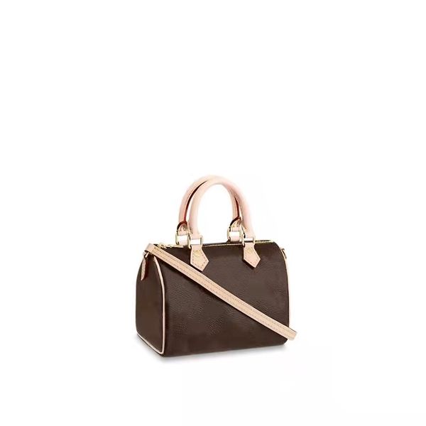 

wholesale fashion style totes nano speedy in brown and white women small handbags luxury designer vintage tote m61252