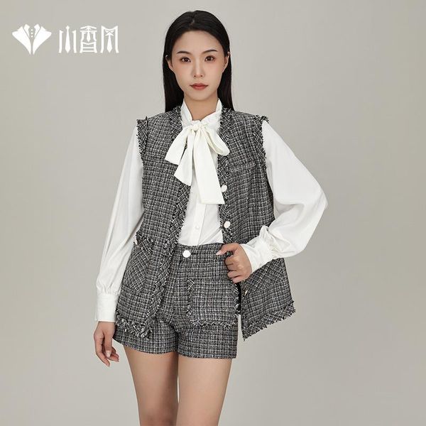 

women's vests xiaoxiangfeng 2021 autumn and winter vest coat celebrity high sense suit temperament fashion small wear, Black;white