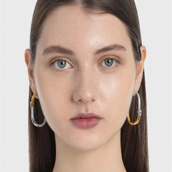 

hbp 2021 new fashion geometric double color oval skull earrings, Silver