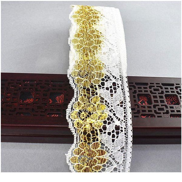 

10yards gold silver lace ribbon tape 64mm width african lace fabric diy clothing decoration/hat white l jllqsk, Pink;blue