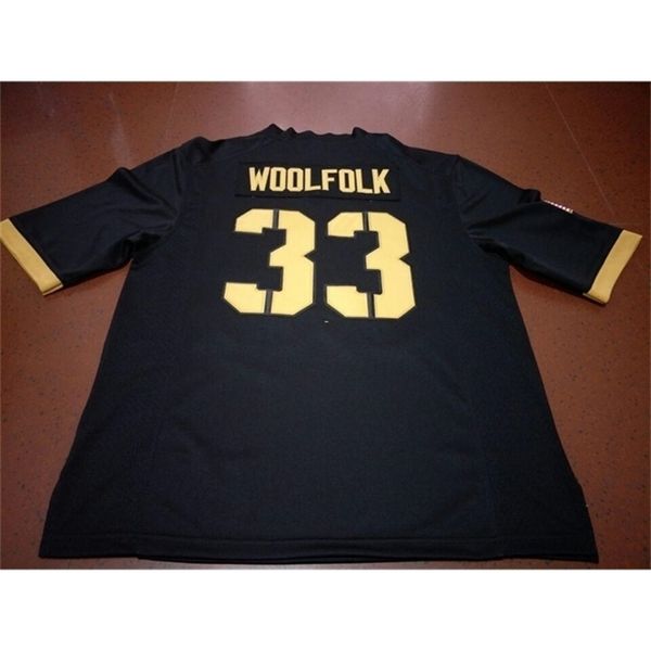 

668 army black knights darnell woolfolk #33 real full embroidery college jersey size s-4xl or custom any name or number jersey