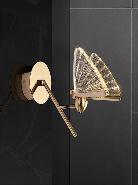 

golden luxury butterfly wall lamps bedroom bedside l villa room art decoration lamps corridor aisle luster wall lights led