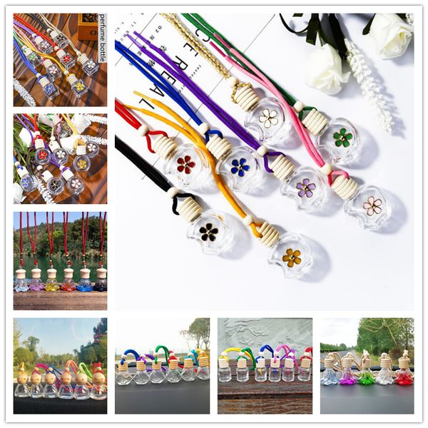 

car perfume bottle hanging rearview ornament essential oils diffuser fragrance cars air freshener empty glass bottles pendant