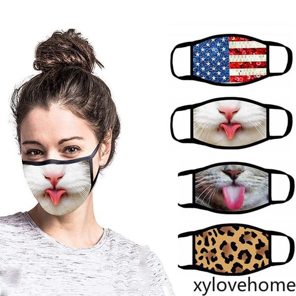 

3d designer face mask reusable lovely cartoon printed outdoor dustproof ultraviolet-proof washable cotton adults kids earloop masks 12 style