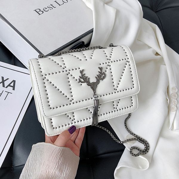 

pu leather womens shoulder bag willow nail chain girls purse tassel brand luxury designer handbags for women bolso mujer sac