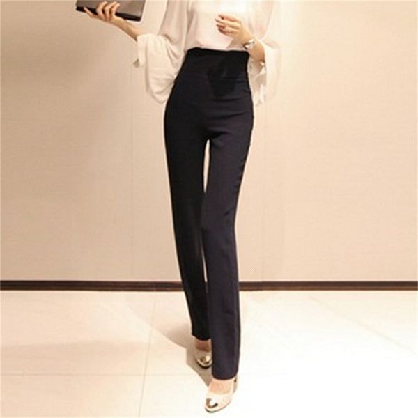 

high-waisted women's clothes thin straight lady pants ta9717 928a, Black;white