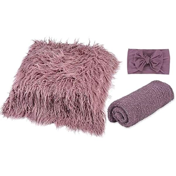 

blankets 3pcs boys girls baby po props set born pography mat long ripple wrap soft washable diy reusable stretch headband warm blanket