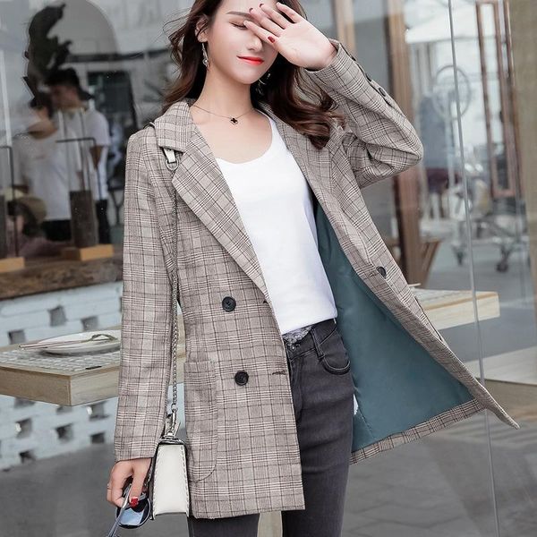 

women's suits & blazers plaid female spring autumn 2021 fashion office lady for women business ladies plus size work wear, White;black
