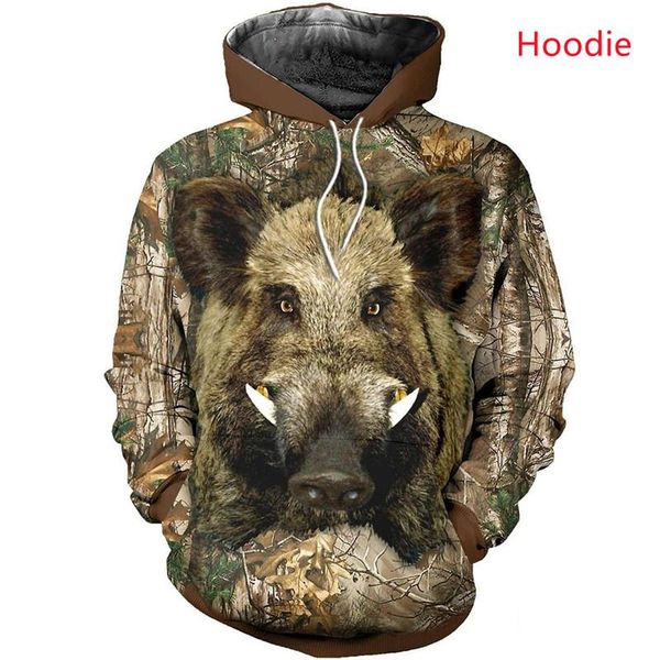 

men's hoodies & sweatshirts fashionable casual sweatshirt for men 3d overall printing cool wild boar hunting hoodie men's/women&#0, Black