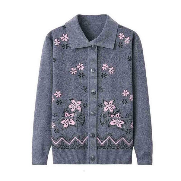 

women's knits & tees knitwear cardigan women large size printed turn-down feminino casual long sleeve knitting sweater coat p i86e, White