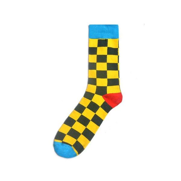 

men's socks 2021 style funny paragraph diamond large geometric argyle three-dimensional size pattern k1g9, Black