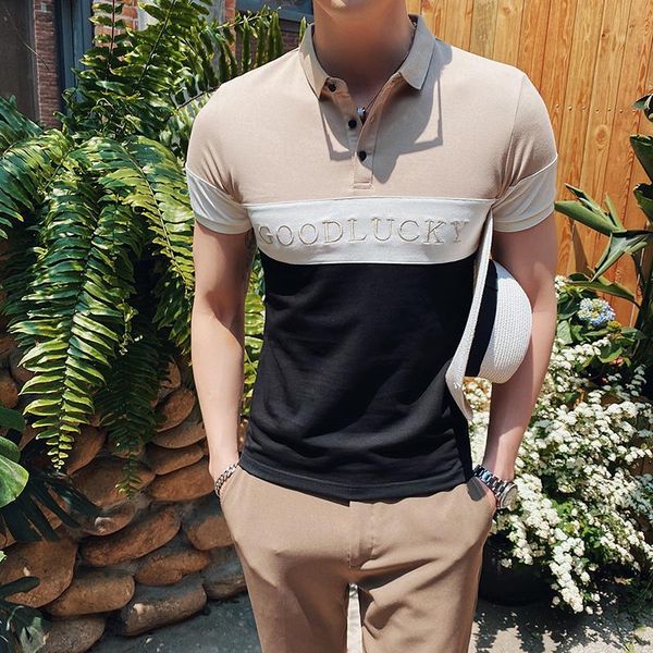 

men's polos summer slim england style three colors men shirt chest embroidery pure cotton simple and stylish short t-shirt, White;black