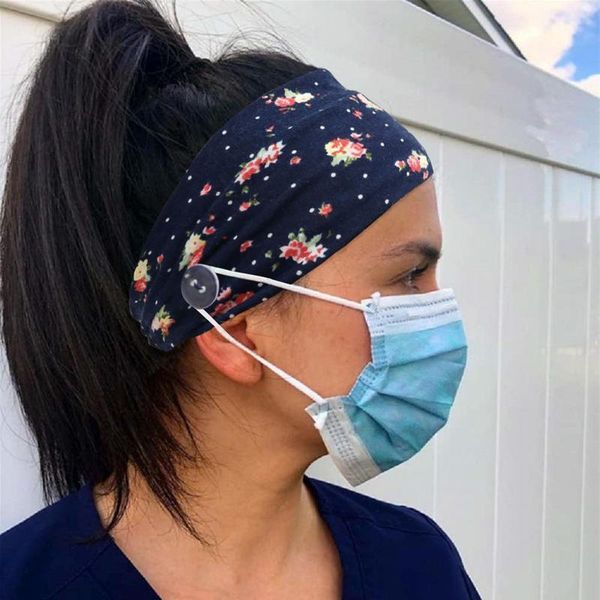 

fashion european and american floral print breathable button anti-leash mask hair band sweatband yoga sports jllgmu