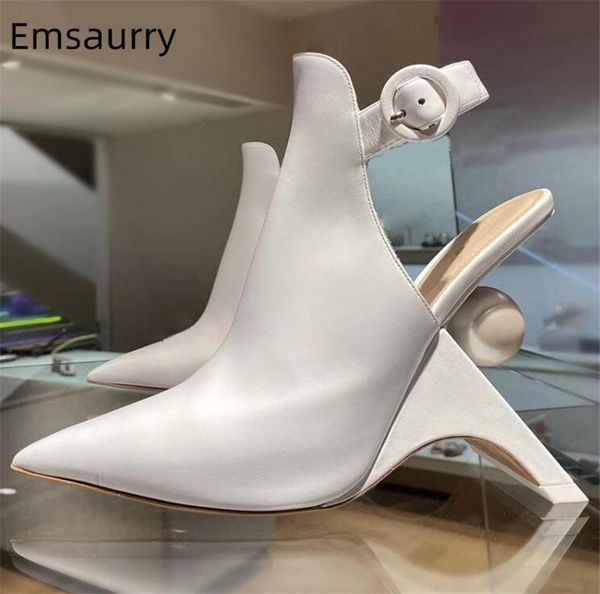 

boots novelty fretwork heel runway women point toe slingbacks with buckle belt pearl decor high botas mujer, Black