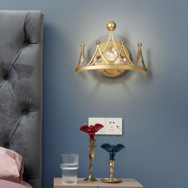 

wall lamps style golden lamp bedside crystal light luxury crown creative bedroom stair aisle nordic living room background