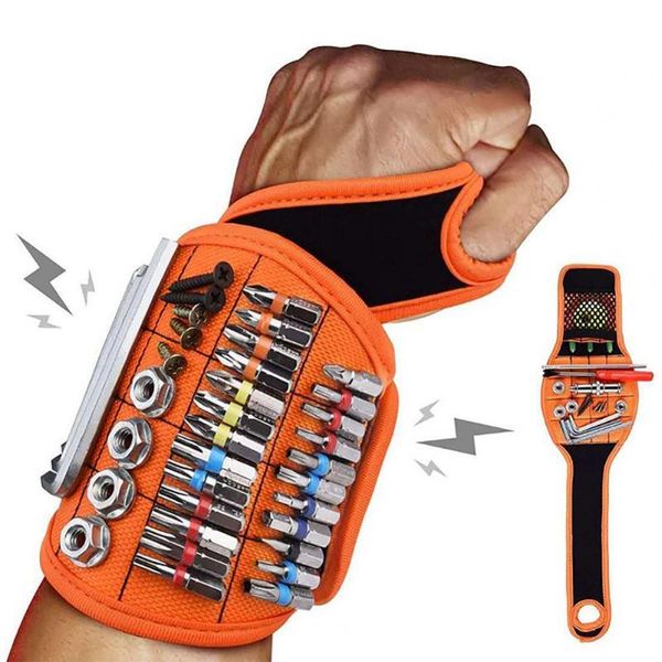 

professional hand tool sets magnetic adsorption wristband multi-use nylon double pocket wrist support gadget holding for home