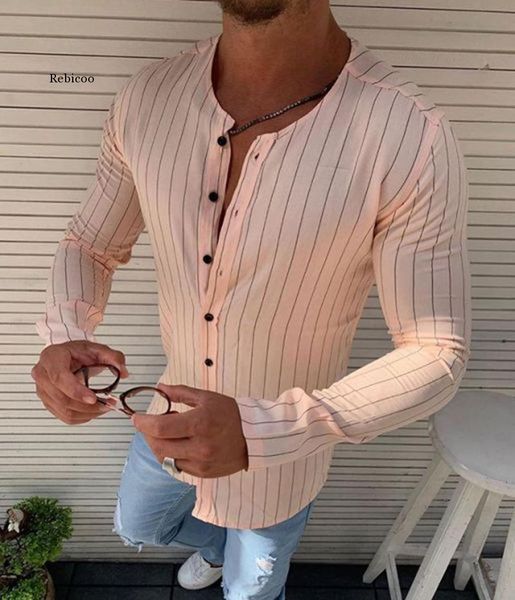 

men's casual shirts shirt men spring summer fashion cool striped slim fit o neck, White;black