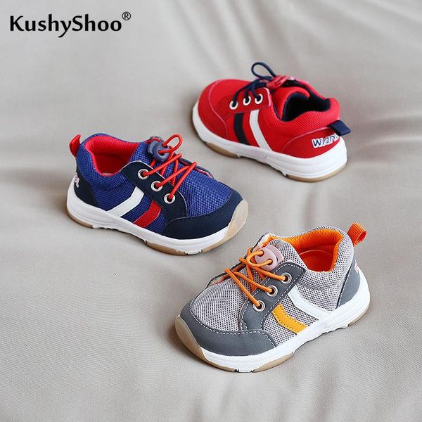 

first walkers kushyshoo toddler shoes 2021 fashion casual lace-up solid color all-match baby boy breathable non-slip heighten sneakers