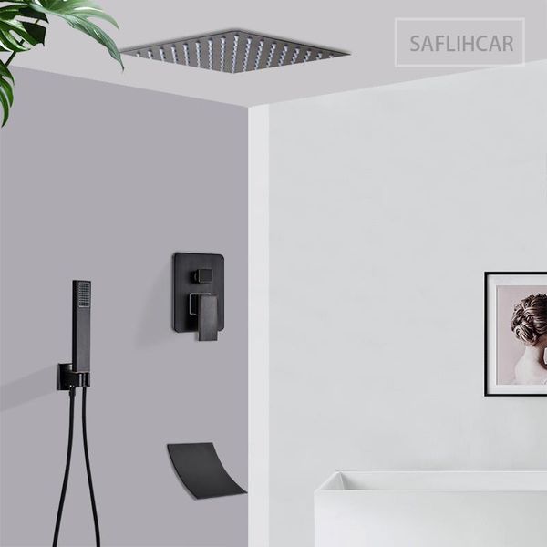 

bathroom shower sets black set rain three out of water faucet wall-mounted and cold