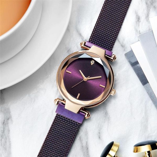 

wristwatches luxury women magnetic watch 2021 relogio feminino gradient rhinestone ladies stainless steel quartz wrist for gift clock/e, Slivery;brown
