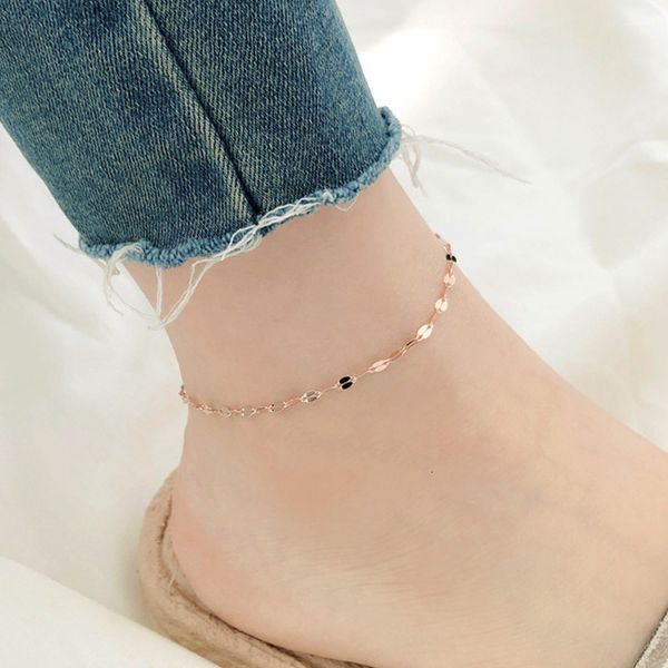 

rose gold titanium steel anklet women's korean version temperament fashion versatile net red accessories minority simple personality, Red;blue