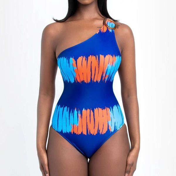 

one shoulder 2021 women one piece swimsuit swimwear female patchwork brazilian bather monokini bathing suit women beach