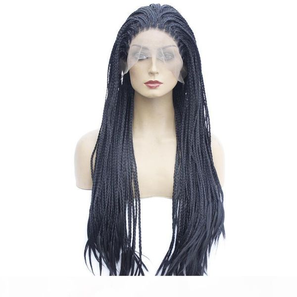 

african front lace chemical fiber high temperature dirty braid headgear rock braid hair african turban wrp, Black