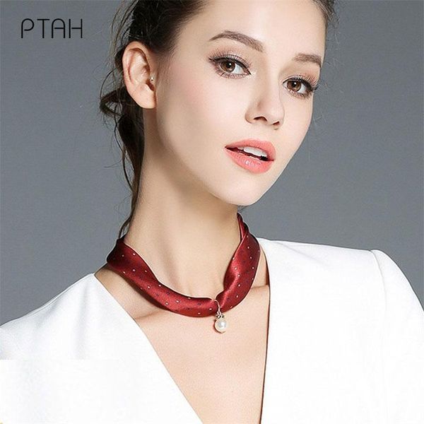 

scarves [ptah] necklace silk women autumn neck 100% mulberry temperament elegant clavicle pearl small high quality, Blue;gray