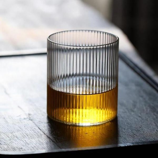 

wine glasses origami style glass cup tea coffee mug ice beer heat resistant transparent striped milkshake cold drink