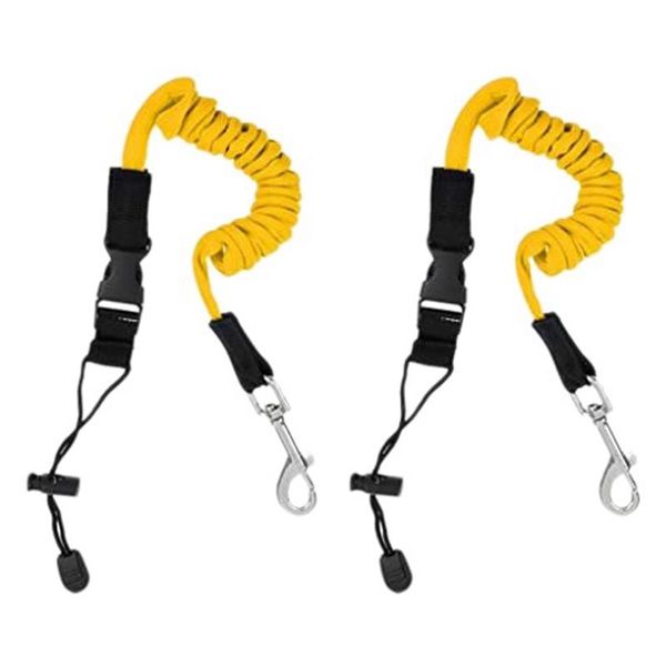 

rafts/inflatable boats kayak paddle leash 2 pack safety tool lanyard accessories stretchable coiled rod for and paddles yellow
