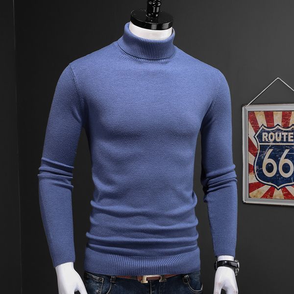 

2021 male turtleneck long sleeve winter sweater solid color bottom clothes ghyg, Black