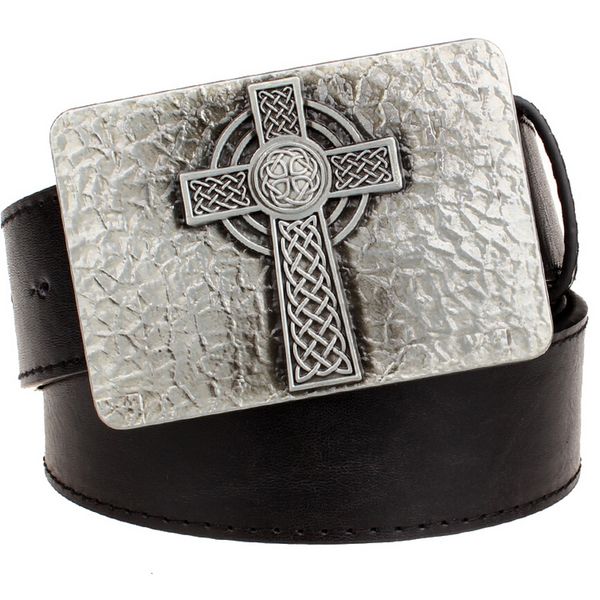 

2021 new leather metal buckle celtic knot pattern cross weave belts trend decorative belt men gift women xp1m, Black;brown
